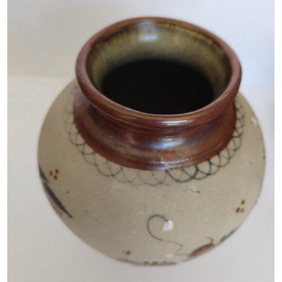 Mexican Folk Art Vase Tonala Pottery marked Tonala J Santana 6" Tall - Picture 6 of 8